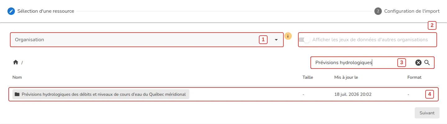 Sélection d’un jeu de données CKAN