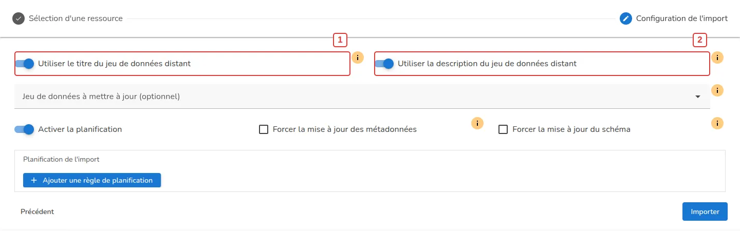 Configuration de l’import CKAN