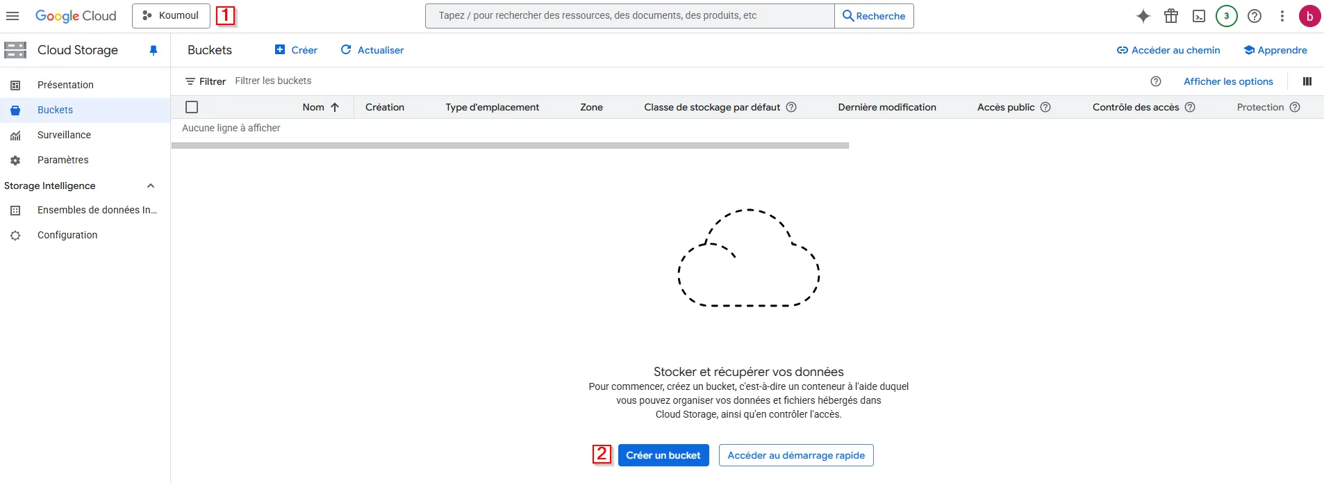 Page des buckets