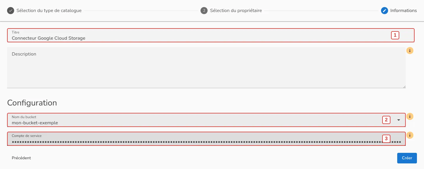 Configuration du connecteur Google Cloud Storage