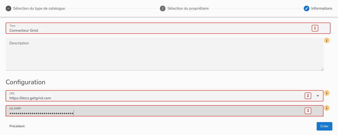 Configuration du connecteur Grist