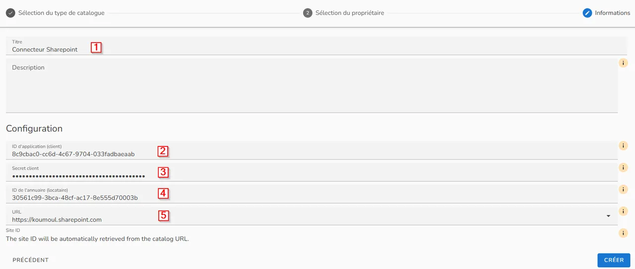 Configuration de votre connecteur Sharepoint