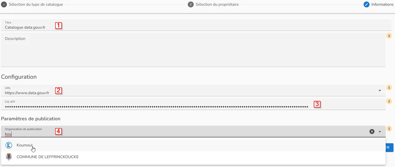 Configuration du catalogue