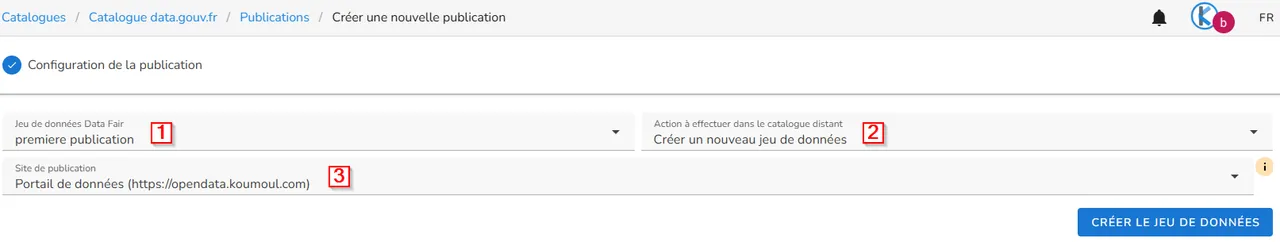 Publication d'un jeu de donnés sur un catalogue uData