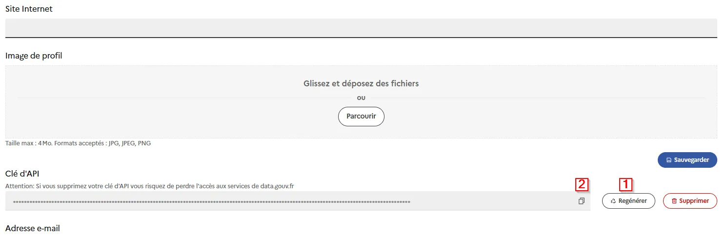 Page de profile sur data.gouv.fr