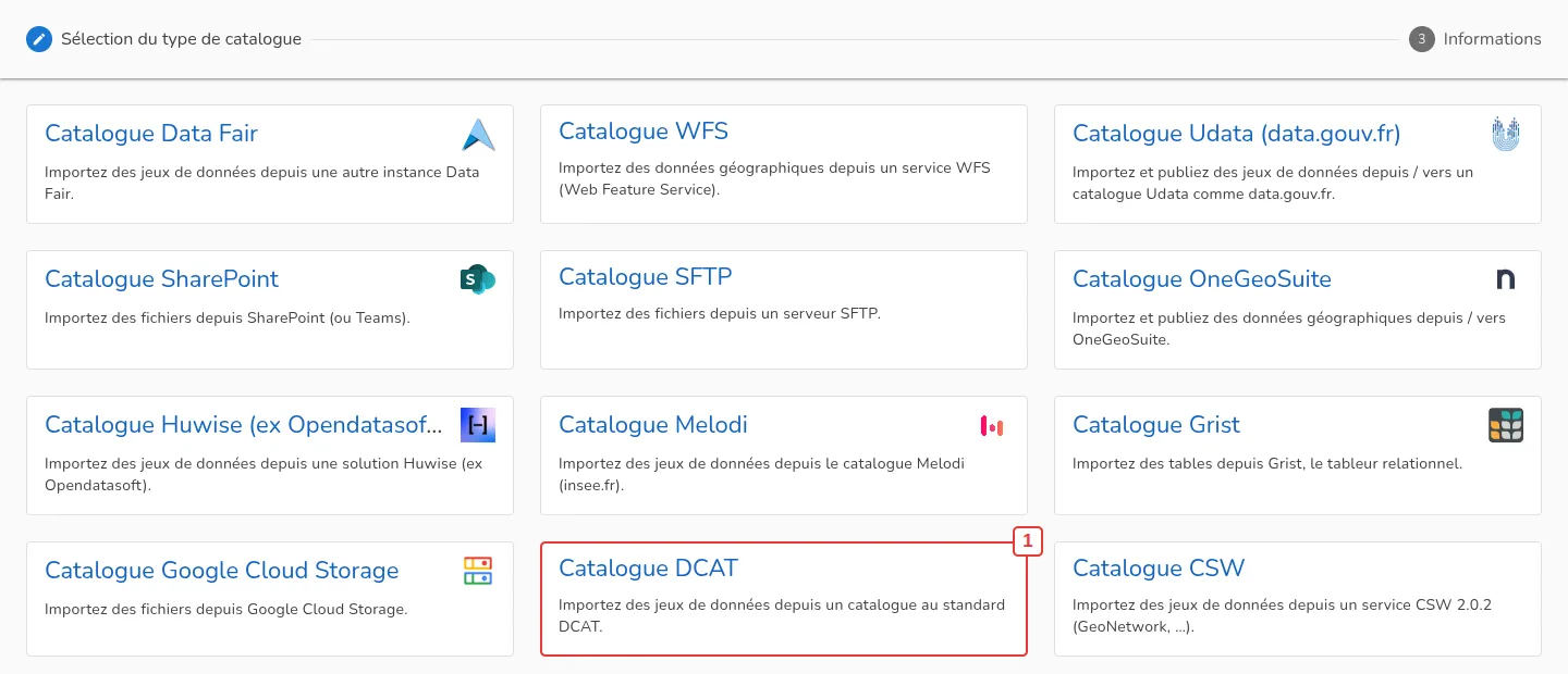 Sélection du type de catalogue
