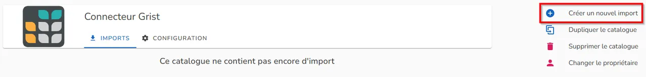 Imports d'un connecteur