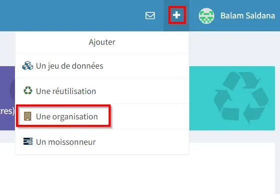 Création d'une organisation sur data.gouv.fr