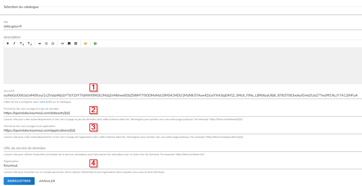 Configuration du catalogue