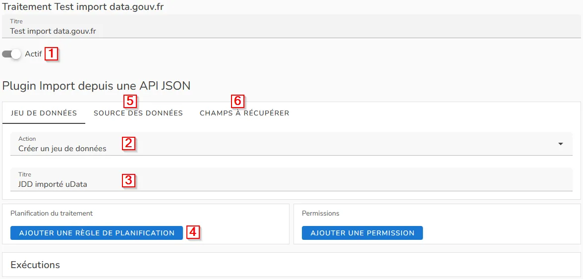 Configuration du traitement