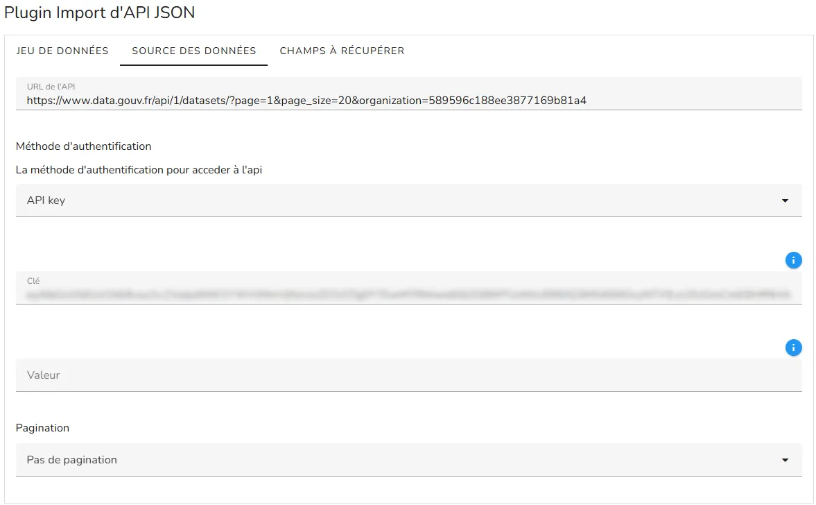 Configuration d'une authentification par clé d'API