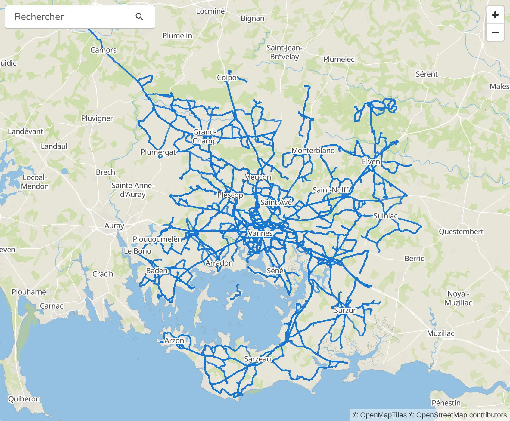 Carte des tracés du réseau urbain Kicéo