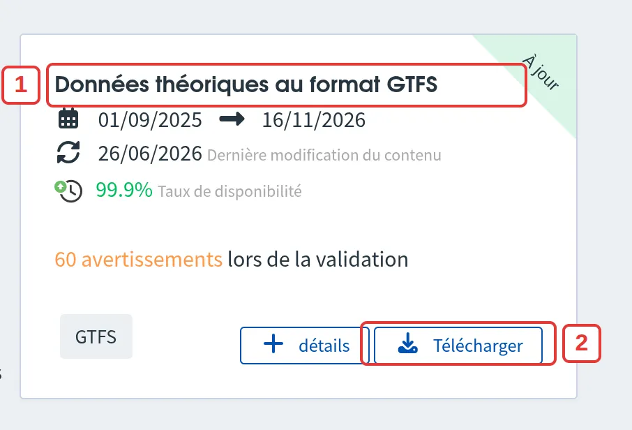 Fiche d'une ressource GTFS sur transport.data.gouv.fr