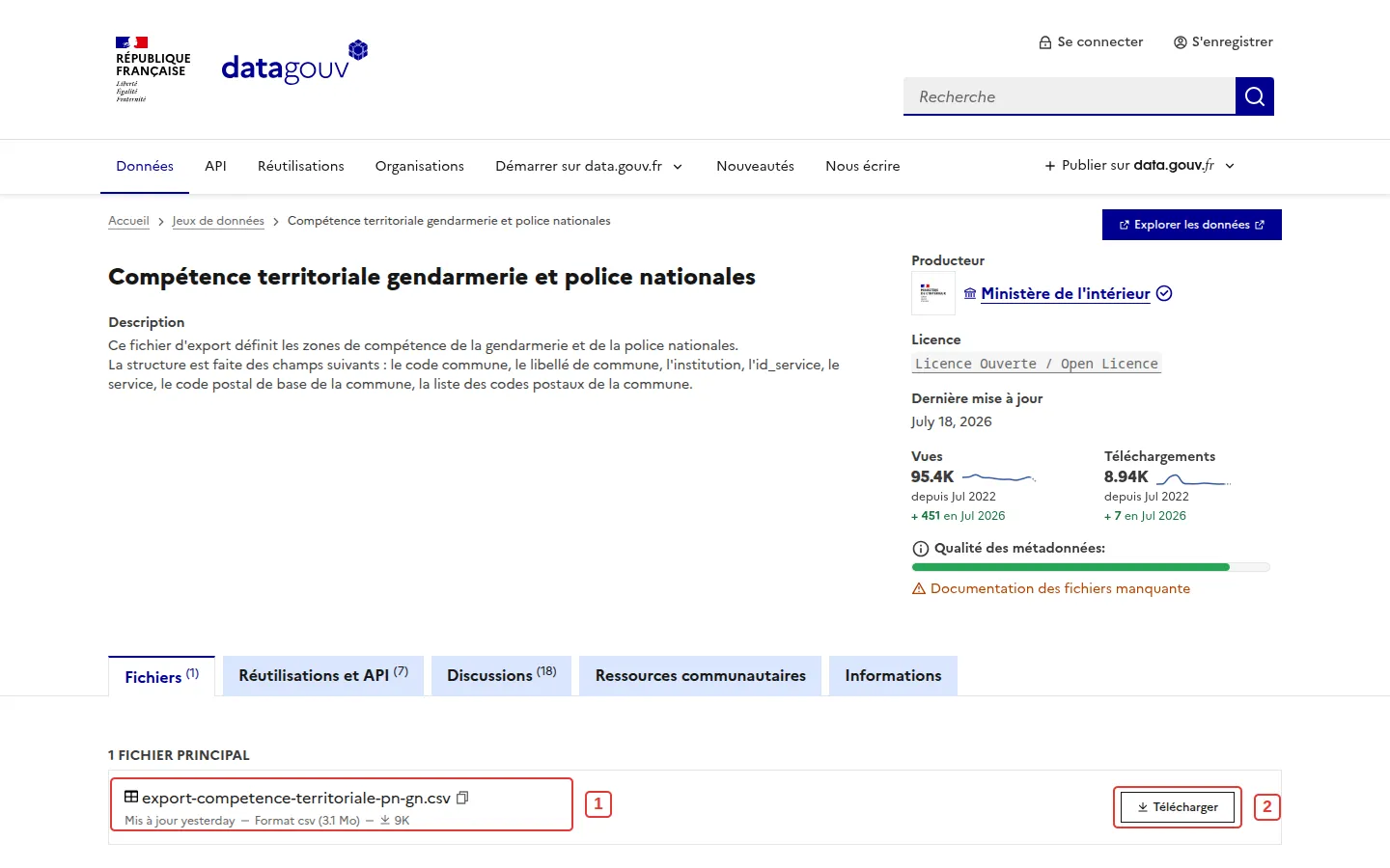 La ressource sur data.gouv.fr