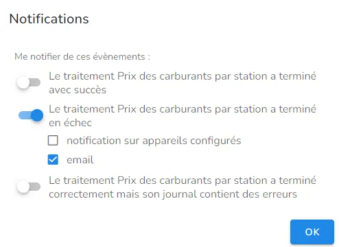 Obtenez des notifications sur le site ou par e-mail