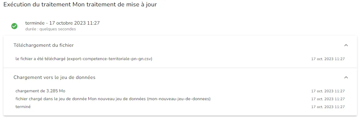 Détails d'une exécution