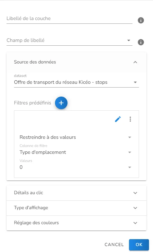 Source des données du premier calque